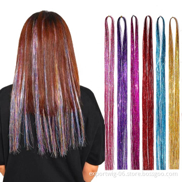 High Quality Rainbow Colorful 48 inch Hair Tinsel Crochet Hair Extensions Women for Braiding Hair Clip